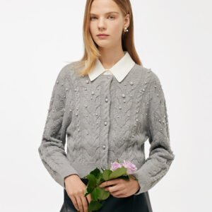 Mohair Blend Pearl Women Cardigan